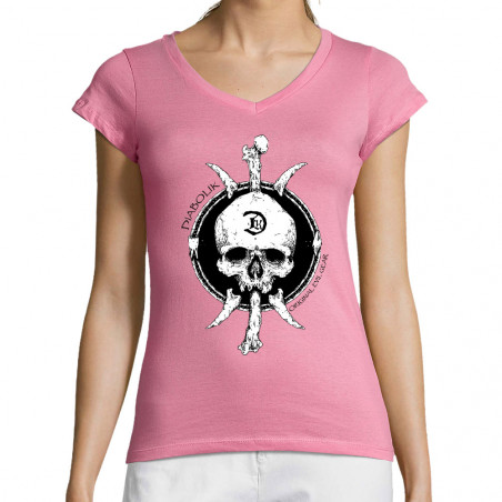 T-shirt femme col V "Bones...