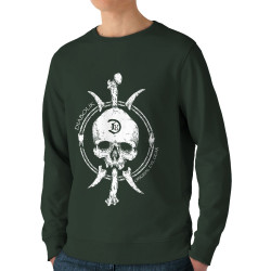 Sweat homme bio col rond vert foncé Bones and Skull (Diabolik,Têtes de morts)