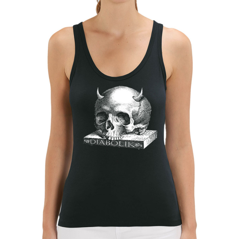 Débardeur femme coton bio noir Skull with Horns (Diabolik,Têtes de morts)