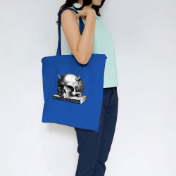 Sac shopping en toile bleu royal Skull with Horns (Diabolik,Têtes de morts)