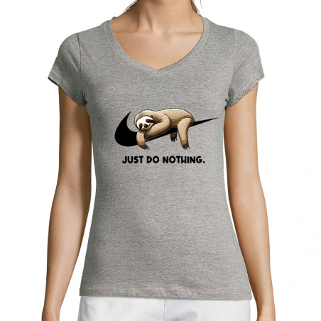 T-shirt femme col V "Just...