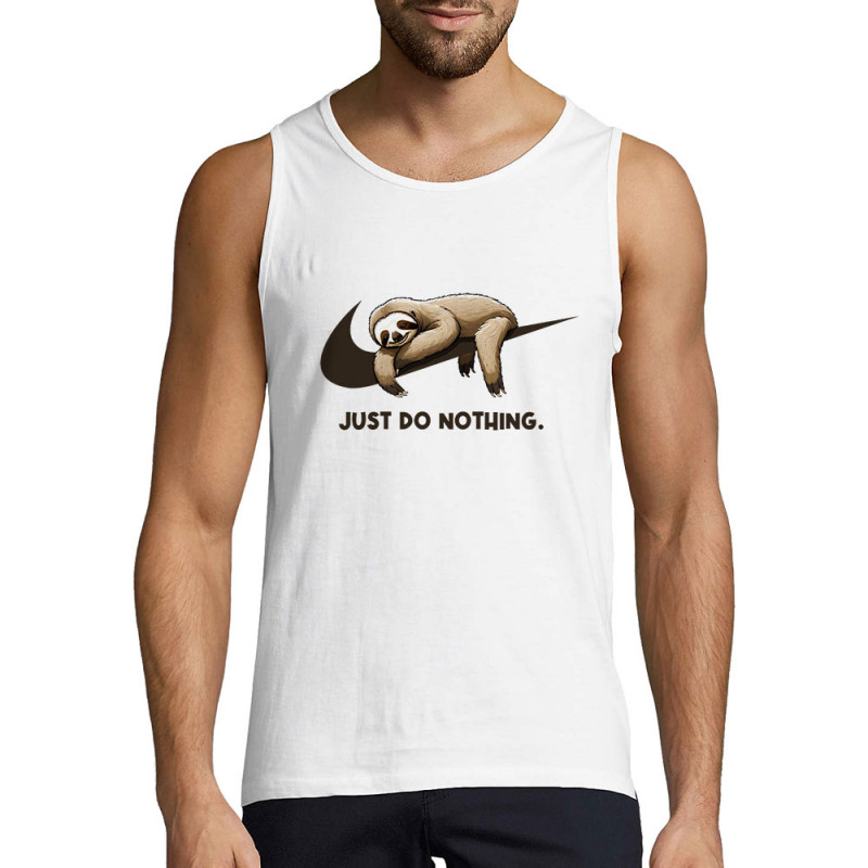 Débardeur homme blanc Just Do Nothing Paresseux (Gondrax,Animaux,Humour,Paresse)