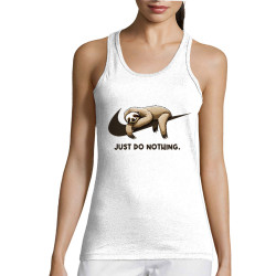 Débardeur femme blanc Just Do Nothing Paresseux (Gondrax,Animaux,Humour,Paresse)