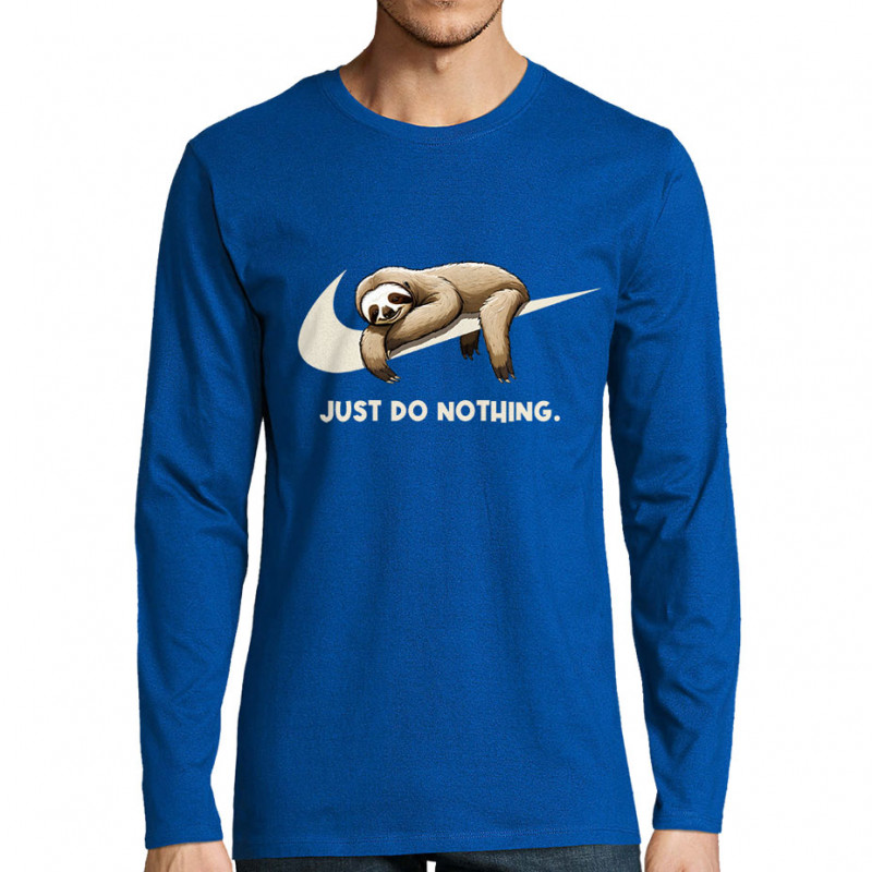 T-shirt homme manches longues bleu royal Just Do Nothing Paresseux (Gondrax,Animaux,Humour,Paresse)