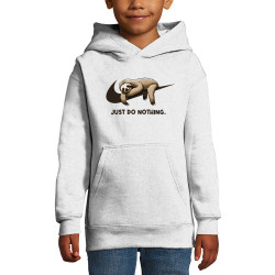 Sweat enfant à capuche blanc Just Do Nothing Paresseux (Gondrax,Animaux,Humour,Paresse)