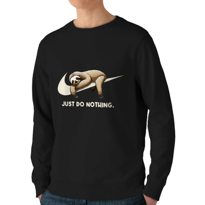 Sweat homme bio col rond noir Just Do Nothing Paresseux (Gondrax,Animaux,Humour,Paresse)