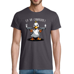 T-shirt homme coton bio gris souris Ca va canarder (Gondrax,Animaux,Humour)