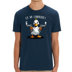T-shirt homme coton bio bleu marine Ca va canarder (Gondrax,Animaux,Humour)