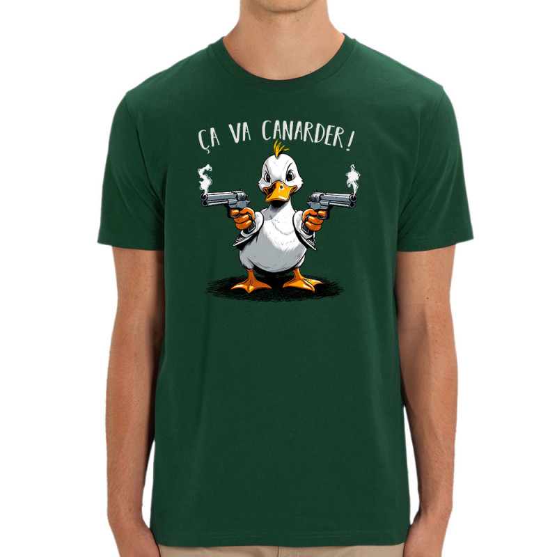 T-shirt homme coton bio vert foncé Ca va canarder (Gondrax,Animaux,Humour)