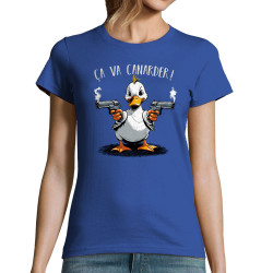 T-shirt femme bleu royal Ca va canarder (Gondrax,Animaux,Humour)