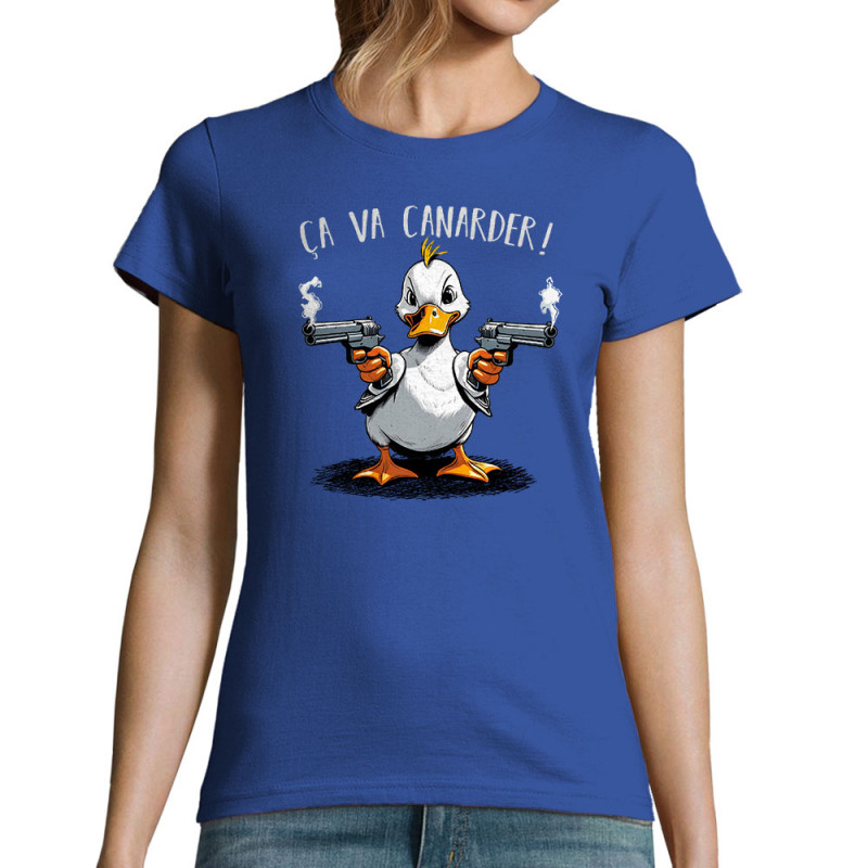 T-shirt femme bleu royal Ca va canarder (Gondrax,Animaux,Humour)