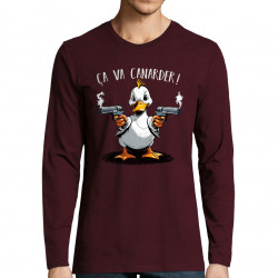 T-shirt homme manches longues bordeaux Ca va canarder (Gondrax,Animaux,Humour)