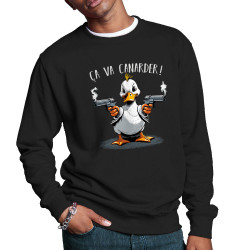 Sweat homme col rond noir Ca va canarder (Gondrax,Animaux,Humour)