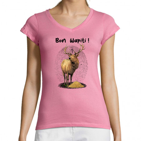 T-shirt femme col V "Bon...