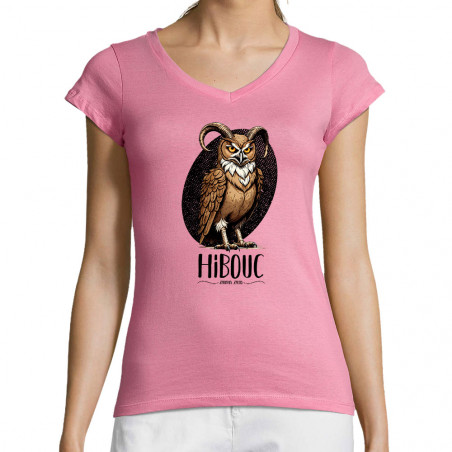 T-shirt femme col V "Hibouc"