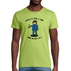 T-shirt homme coton bio vert pomme Difficile de lever le coude (Gondrax,Alcool,Humour)