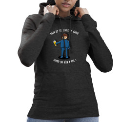 Sweat femme à capuche gris anthracite Difficile de lever le coude (Gondrax,Alcool,Humour)