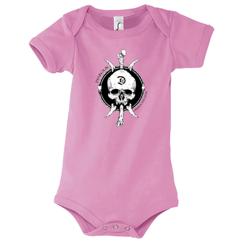 Body bébé rose Bones and Skull (Diabolik,Têtes de morts)