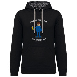 Sweat capuche à motifs unisexe noir et têtes de mort mexicaines Difficile de lever le coude (Gondrax,Alcool,Humour)