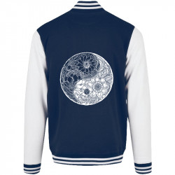 Teddy baseball en molleton bleu marine et blanc Ying Yang Flower (Gondrax,Divers,Ethnique)