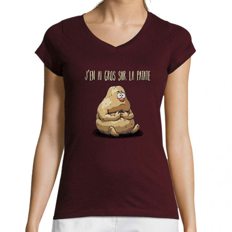 T-shirt femme col V "Gros...