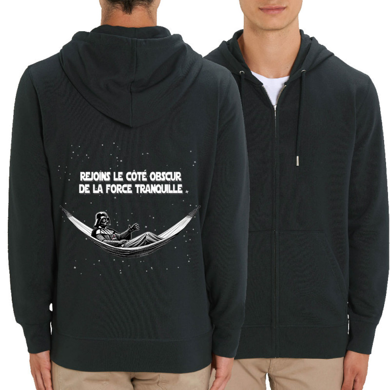 Sweat homme zippé à capuche coton bio noir Rejoins le côté obscur de la force tranquille (Gondrax,Films/Séries,Détournements,Sta