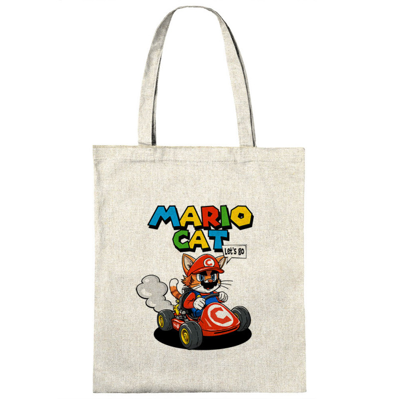 Sac shopping en toile naturel Mario Cat (Gondrax,Jeux Vidéo / Geek,Animaux,Chats)