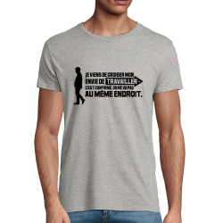 T-shirt homme coton bio gris chiné Mon envie de travailler (Gondrax,Humour,Slogans Débiles)