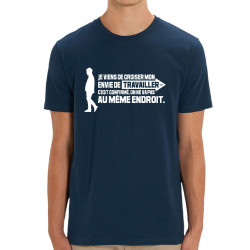 T-shirt homme coton bio bleu marine Mon envie de travailler (Gondrax,Humour,Slogans Débiles)