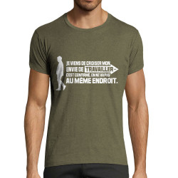 T-shirt homme fit kaki chiné Mon envie de travailler (Gondrax,Humour,Slogans Débiles)