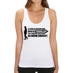 Débardeur femme coton bio blanc Mon envie de travailler (Gondrax,Humour,Slogans Débiles)