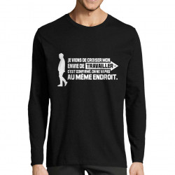 T-shirt homme manches longues noir Mon envie de travailler (Gondrax,Humour,Slogans Débiles)