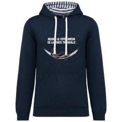 Sweat capuche à motifs unisexe bleu marine et marinière Rejoins le côté obscur de la force tranquille (Gondrax,Films/Séries,Déto