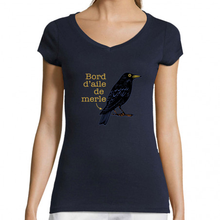 T-shirt femme col V "Bord...