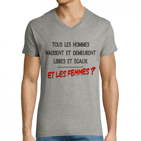 T-shirt homme col V "Libres...