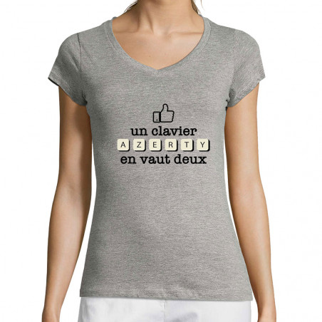 T-shirt femme col V "Un...