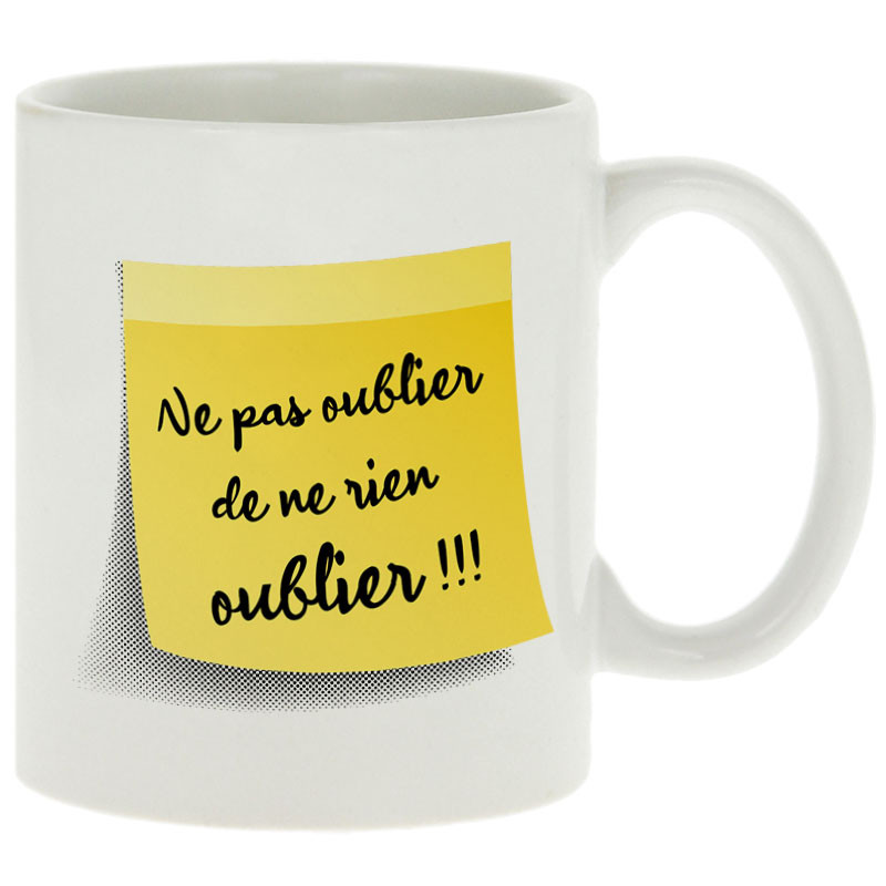 Mug blanc Post-it oublier (Gondrax,Humour)