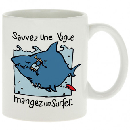 Mug blanc Sauvez une vague (Humour,Animaux)