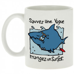 Mug blanc Sauvez une vague (Humour,Animaux)