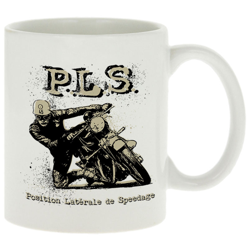 Mug blanc PLS Position latérale de speedage (Gondrax,Moto,Humour)
