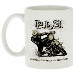 Mug blanc PLS Position latérale de speedage (Gondrax,Moto,Humour)