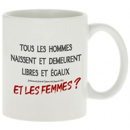 Mug blanc Libres et égaux (Gondrax,Slogans engagés)