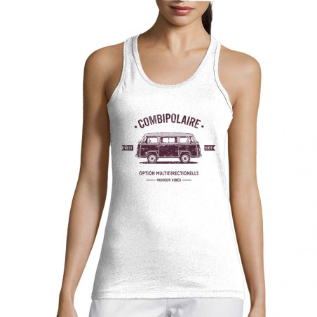 Débardeur femme blanc Combipolaire (Baxt,Humour)
