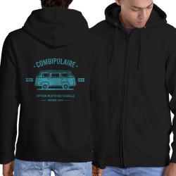 Sweat homme à capuche zippé noir Combipolaire (Baxt,Humour)