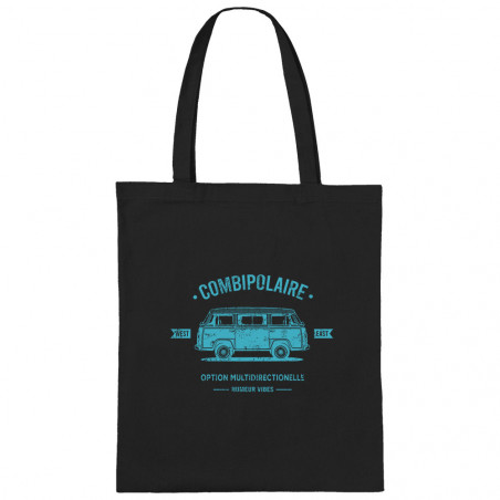 Sac shopping en toile noir Combipolaire (Baxt,Humour)