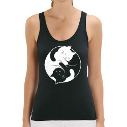 Débardeur femme coton bio noir Yin Yang Cat (Le Duc,Animaux,Chats)