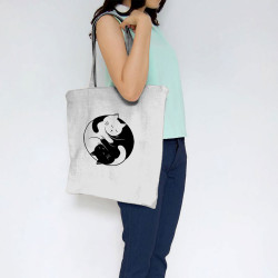Sac shopping en toile blanc Yin Yang Cat (Le Duc,Animaux,Chats)