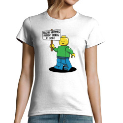 T-shirt femme blanc Libres et Légo (Humour,Slogans Débiles,Gondrax)