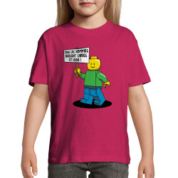 T-shirt enfant rose fushia Libres et Légo (Humour,Slogans Débiles,Gondrax)