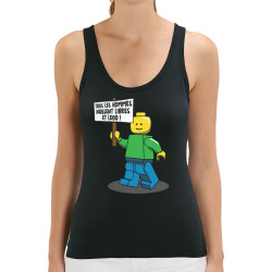 Débardeur femme coton bio noir Libres et Légo (Humour,Slogans Débiles,Gondrax)